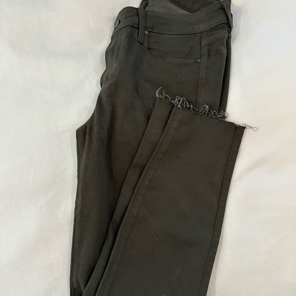 PAIGE Olive Denim with Frayed Hem